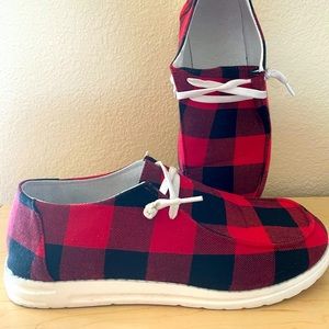 Buffalo plaid slip on shoes
